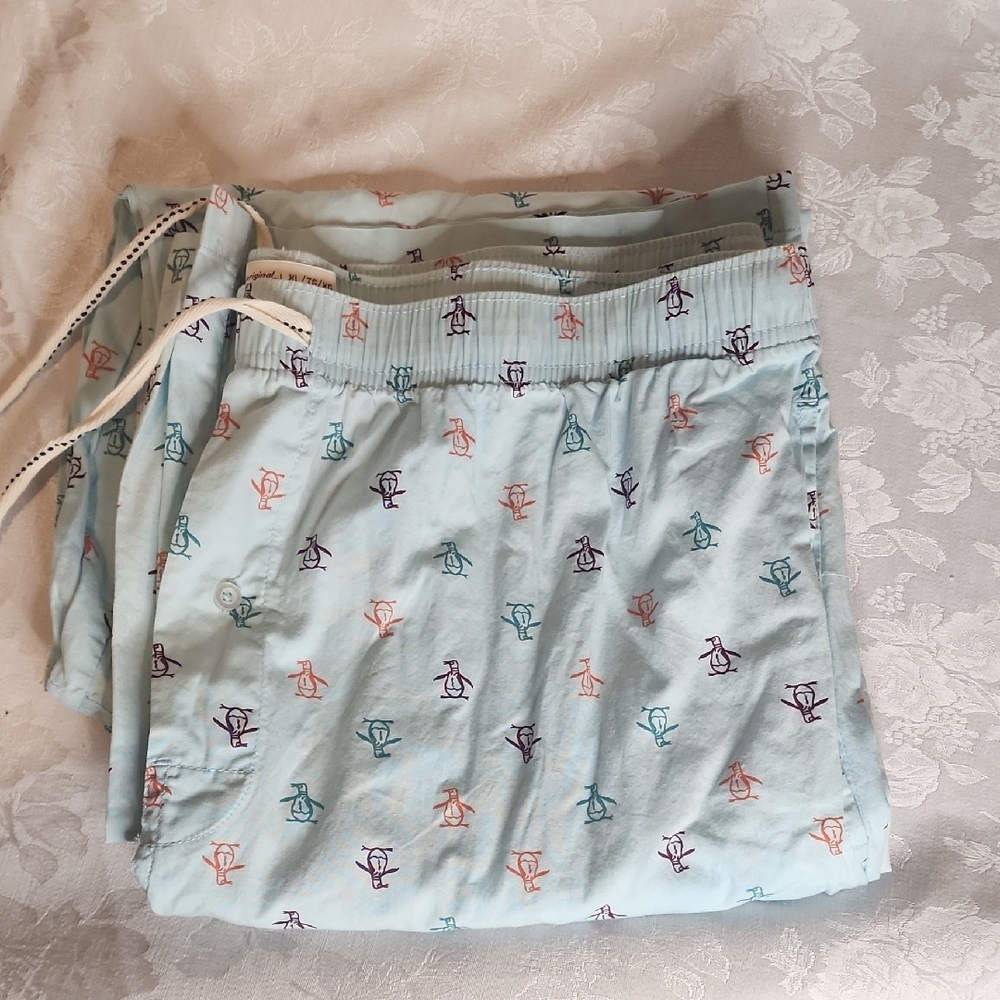 Light Blue Original Penquin Pajama Pants By Munsingwear XL 100% Cotton